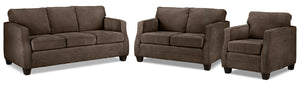 Agnes Sofa, Loveseat and Chair Set - Chocolate