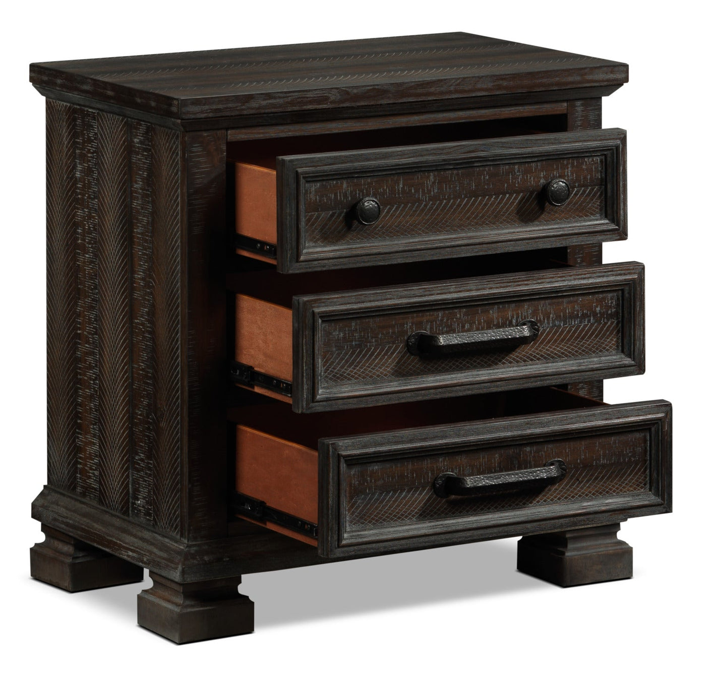 Camelot Night Table - Weathered Dark Brown