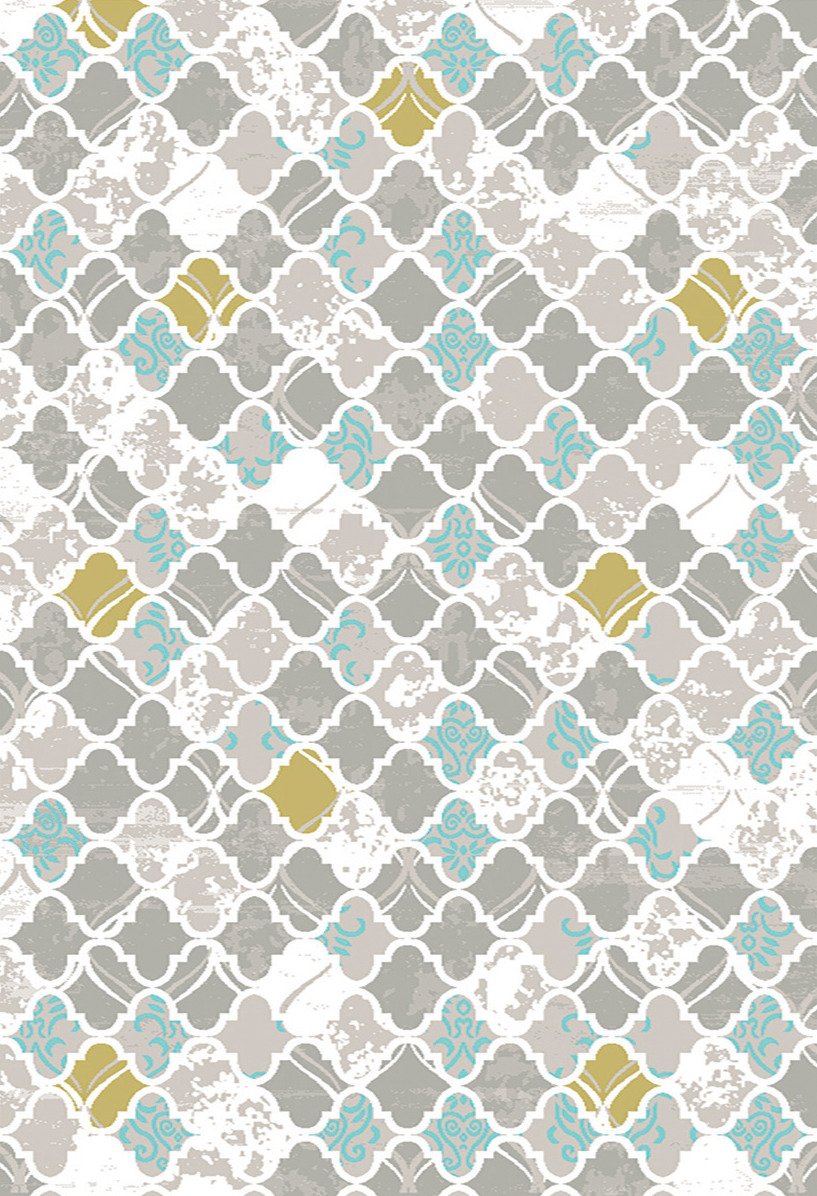 Quatro 5' x 8' Area Rug - Blue and Grey