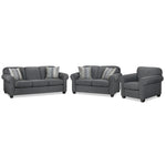 Aristotle Sofa, Loveseat and Chair Set - Grey