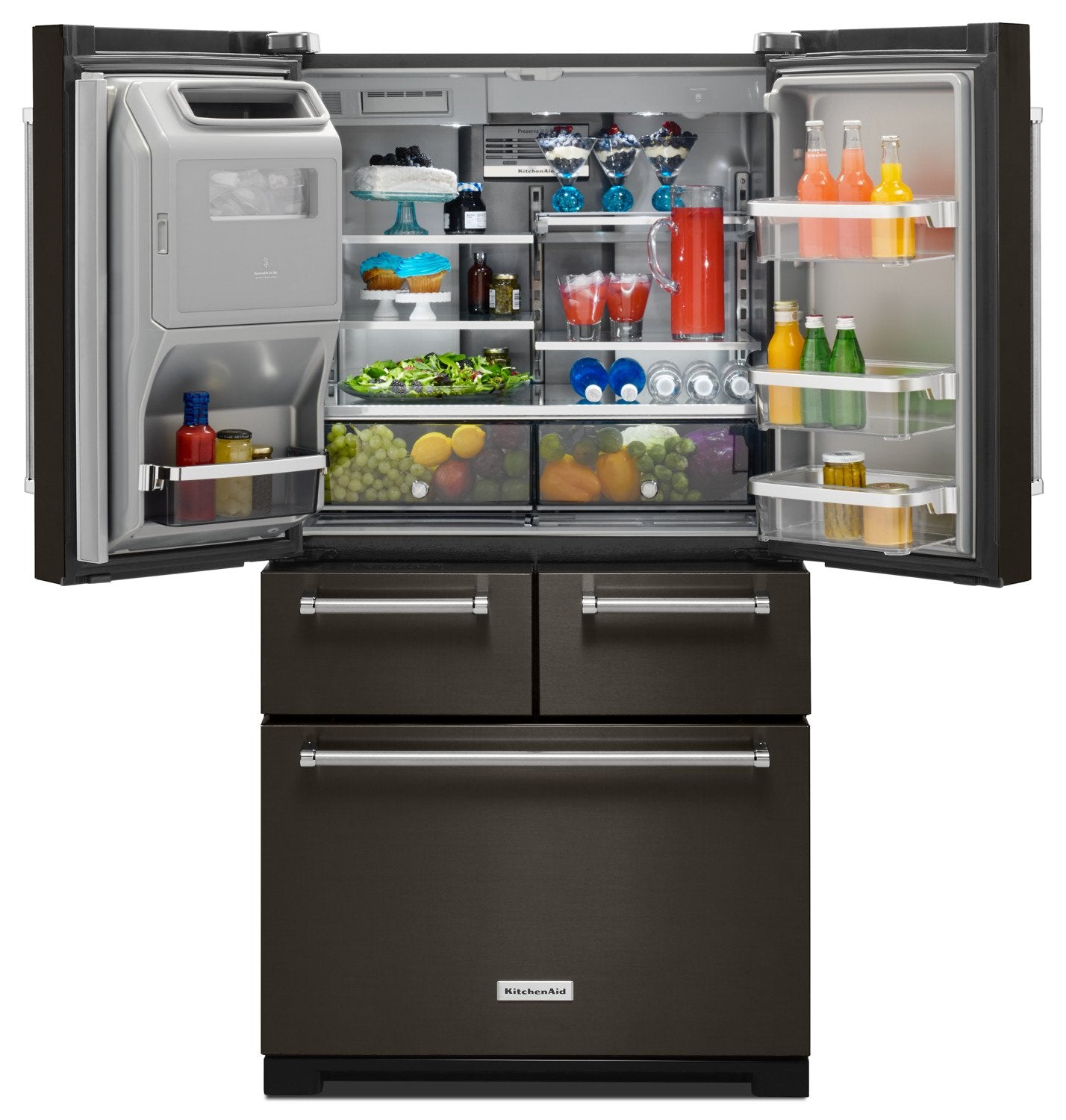 KitchenAid Black Stainless Steel French Door Refrigerator (25.8 Cu. Ft.) - KRMF706EBS