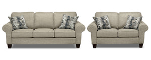 Drake Sofa and Loveseat Set - Taupe