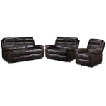 Devon Reclining Sofa, Reclining Loveseat and Rocker Recliner Set - Brown