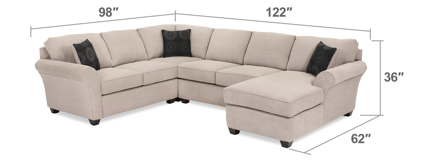 Althea 4-Piece Sectional with Right-Facing Chaise - Mocha