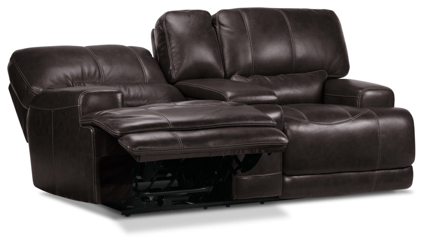 Dearborn Power Reclining Loveseat with Console - Blackberry
