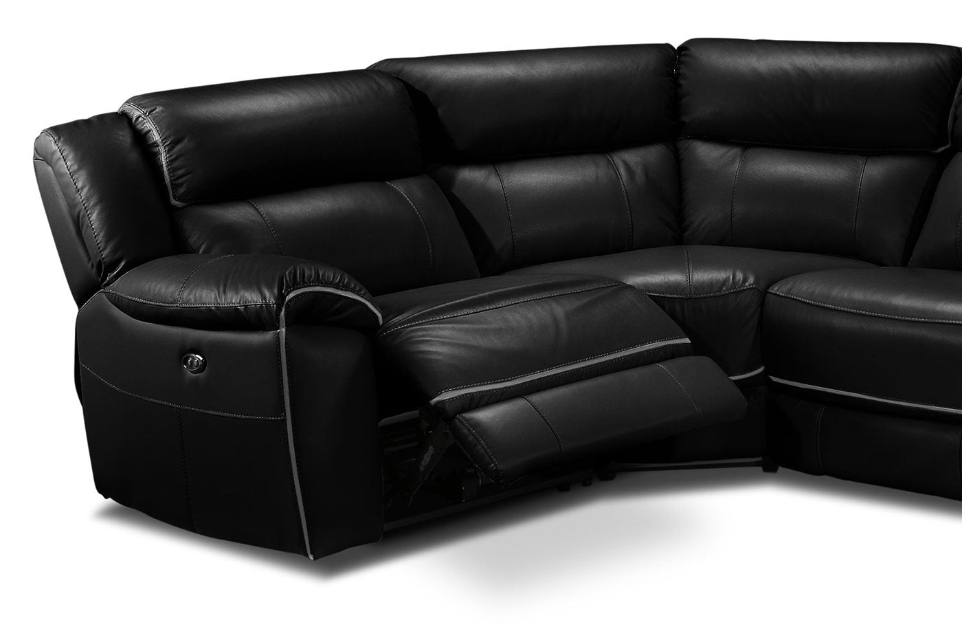 Holton 5-Piece Leather Sectional with Right-Facing Chaise - Black