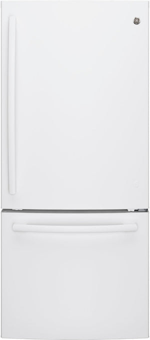 GE White BOTTOM-FREEZER REFRIGERATOR (20.9 CU. FT.) - GDE21DGKWW