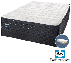 Sealy Narrative Cushion Firm Queen Mattress and Low-Profile Boxspring Set