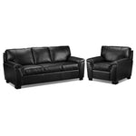 Reynolds Leather Sofa and Chair Set - Black