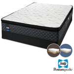 Sealy Pathos Plush King Mattress and Split Low-Profile Boxspring Set
