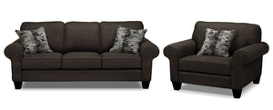 Drake Sofa and Chair Set - Pewter