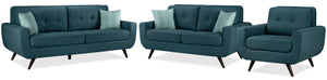 Julian Sofa, Loveseat and Chair Set - Blue