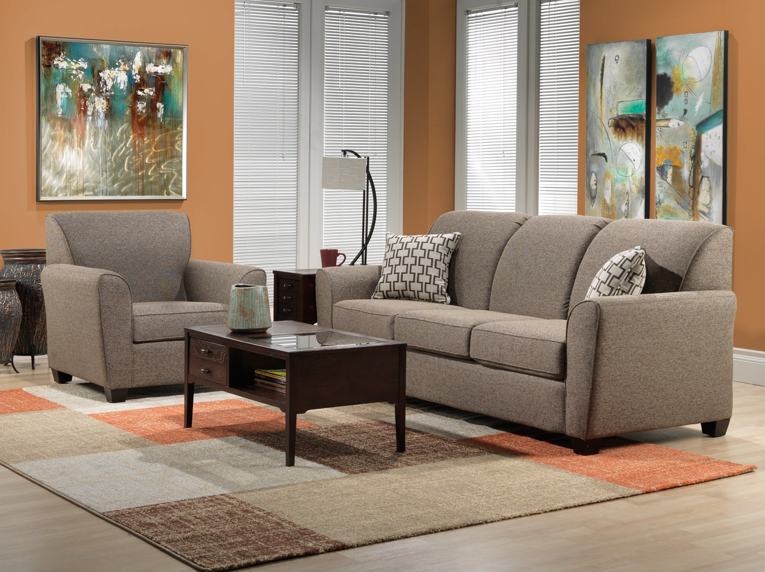 Ashby 2 Pc. Living Room Package w/ Chair - Brown