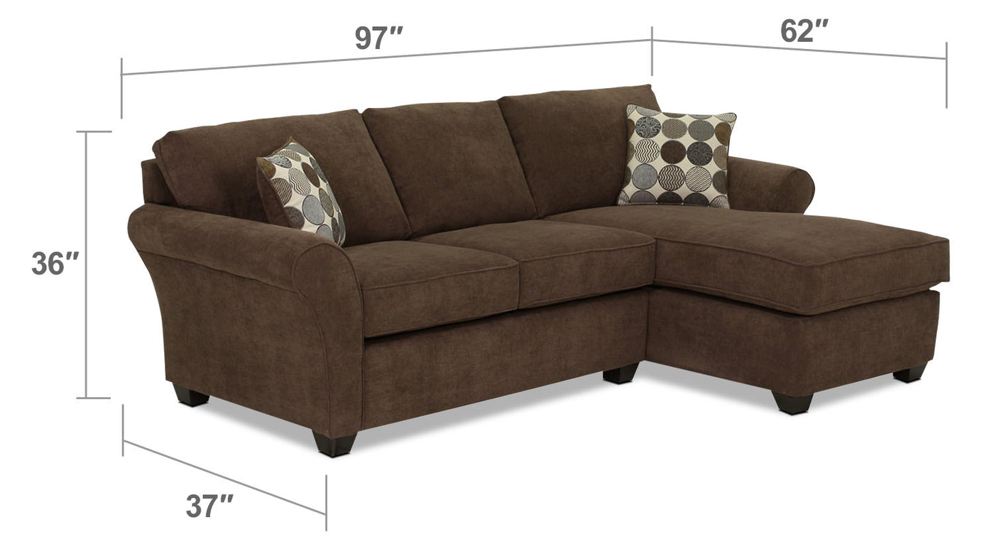 Althea 2-Piece Sectional with Right-Facing Chaise - Coffee