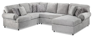 Jupiter 4-Piece Sectional with Right-Facing Chaise - Ash