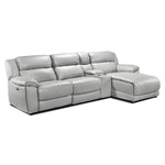 Holton 4-Piece Leather Sectional with Right-Facing Chaise - Grey