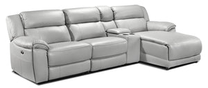 Holton 4-Piece Leather Sectional with Right-Facing Chaise - Grey