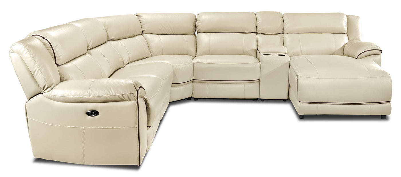 Holton 6-Piece Leather Sectional with Right-Facing Chaise - Pebble