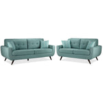 Julian Sofa and Loveseat Set - Teal