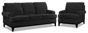 Crizia Sofa and Chair Set - Black