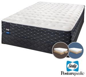 Sealy Narrative Cushion Firm King Mattress and Split Low-Profile Boxspring Set