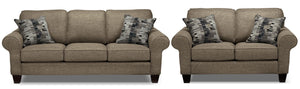 Drake Sofa and Loveseat Set - Mercury