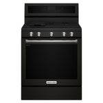 KitchenAid Black Stainless Steel Freestanding Gas Convection Range (5.8 Cu. Ft.) - KFGG500EBS