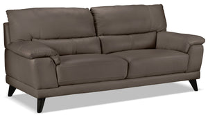 Braylon Leather Sofa - African Grey