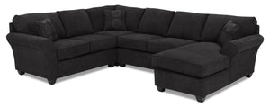 Althea 4-Piece Sectional with Right-Facing Chaise - Black