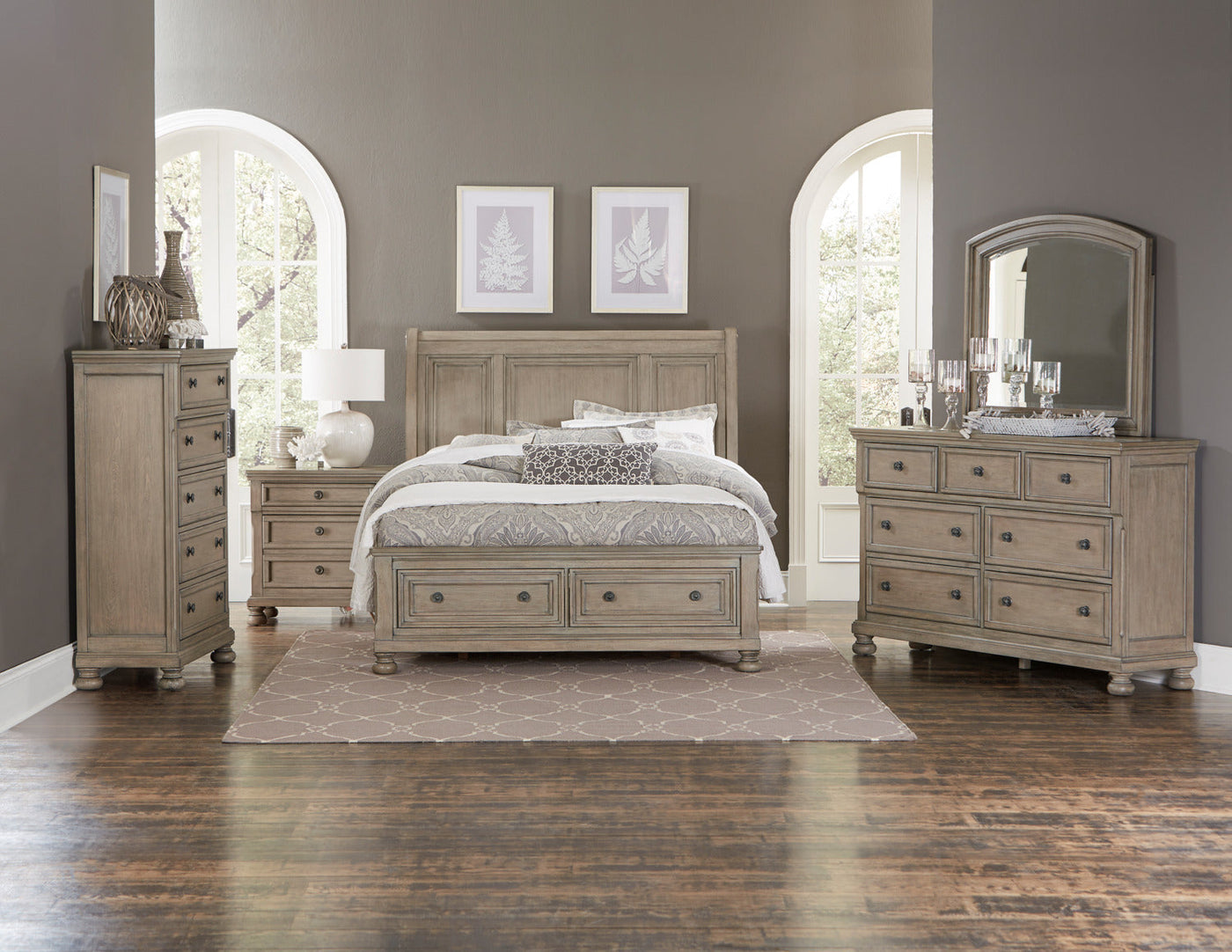 Windchester 6-Piece King Storage Bedroom Set - Grey