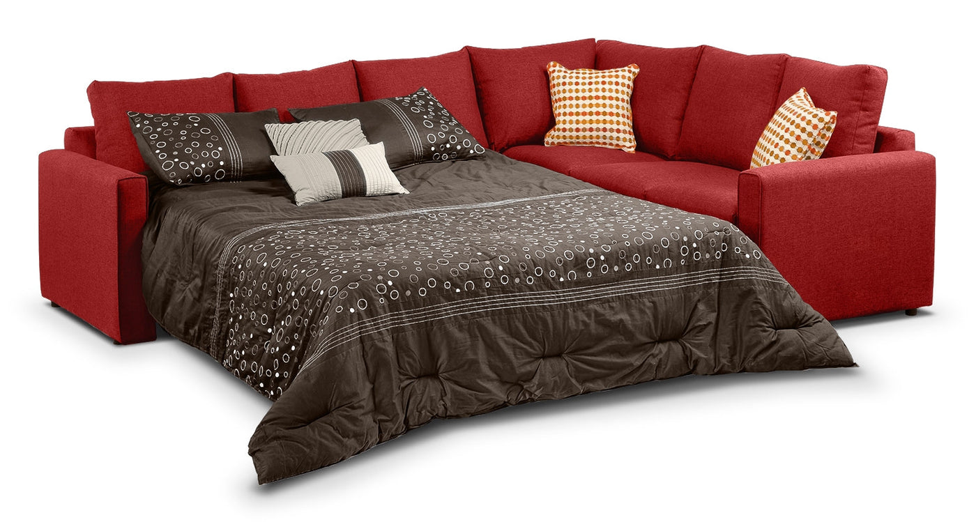 Athina  2-Piece Sectional with Left-Facing Queen Sofa Bed - Cherry