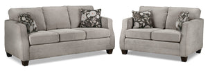 Agnes Sofa and Loveseat Set - Taupe