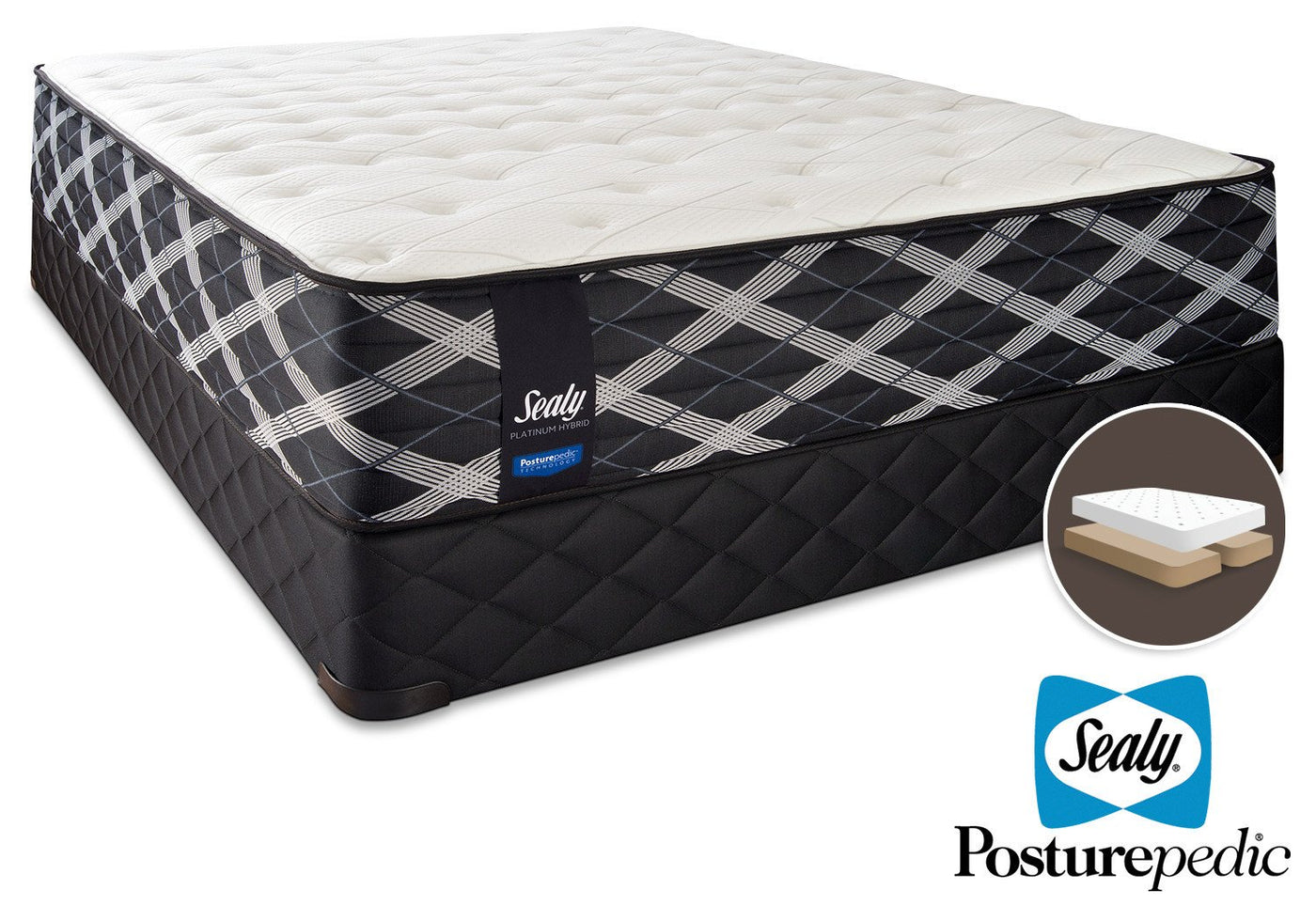 Sealy Thoughtful Hybrid Firm Queen Mattress and Split Boxspring Set