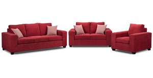 Fava 3 Pc. Living Room Package - Red