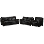 Reynolds Leather Sofa, Loveseat and Chair Set - Coffee
