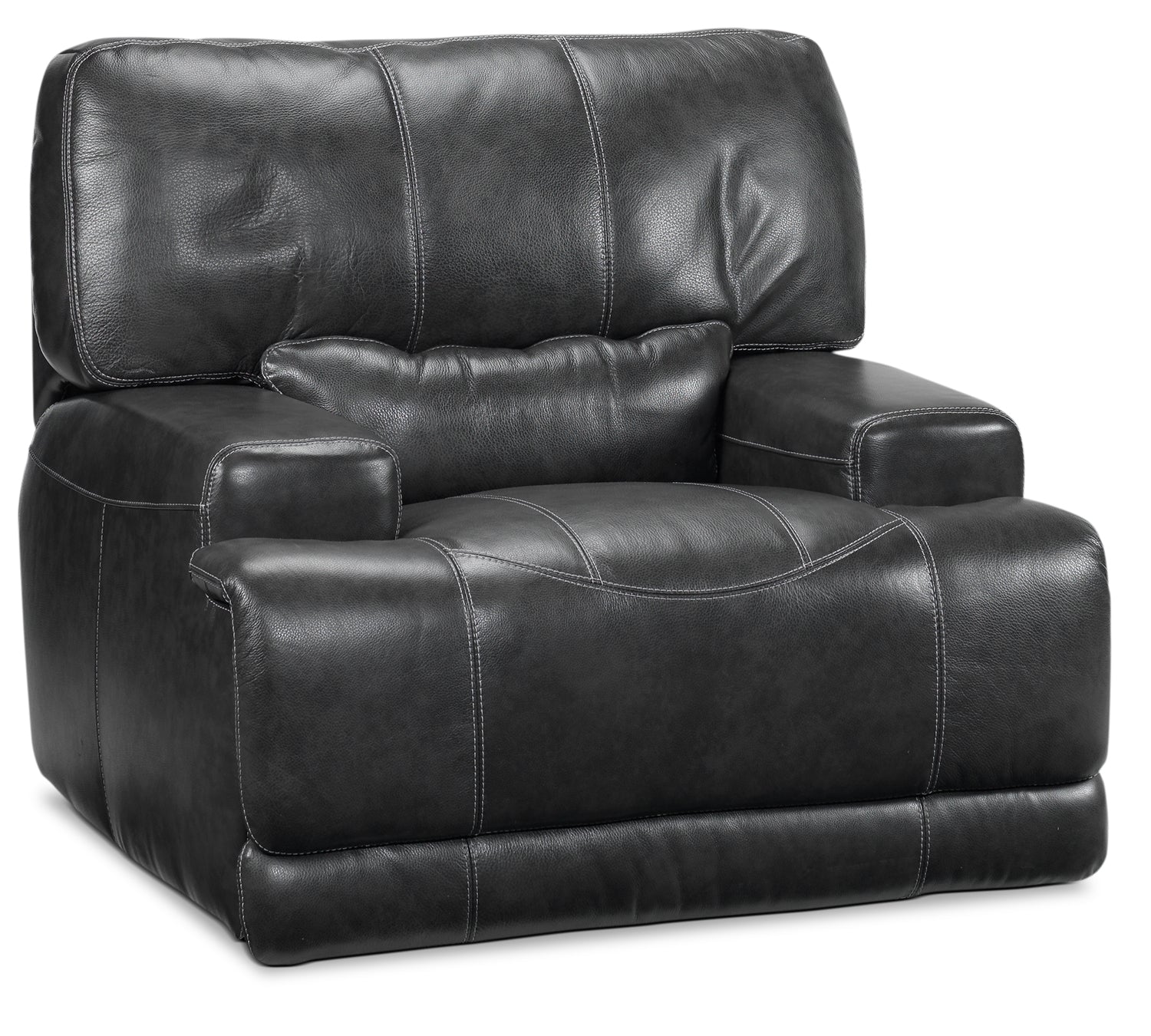 Dearborn Power Reclining Leather Sofa, Loveseat with Console and Recliner Set - Charcoal