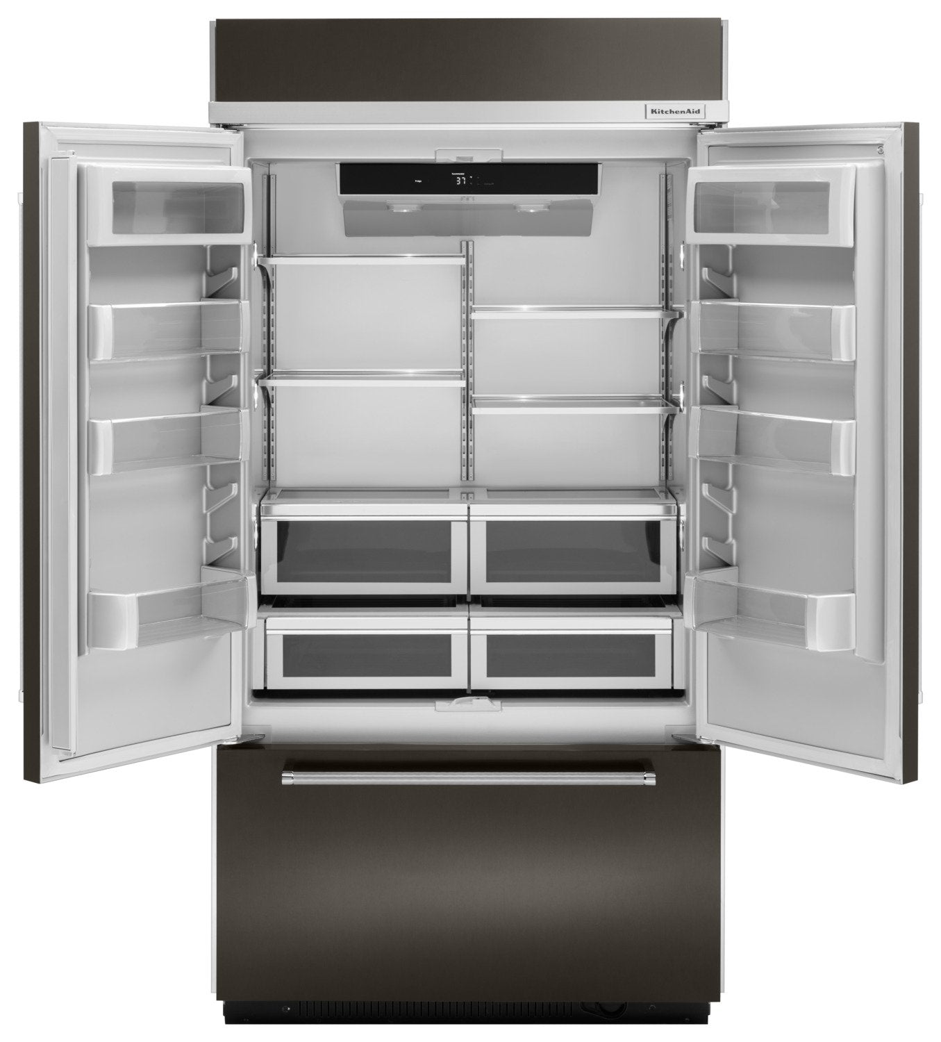 KitchenAid Black Stainless Steel French Door Refrigerator (24.2 Cu. Ft.) - KBFN502EBS