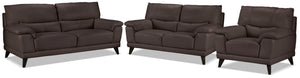 Braylon Sofa, Loveseat and Chair Set - Dark Chocolate