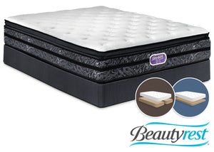 Simmons Beautyrest Ultra Trenton Plush Queen Mattress and Low-Profile Split Boxspring Set