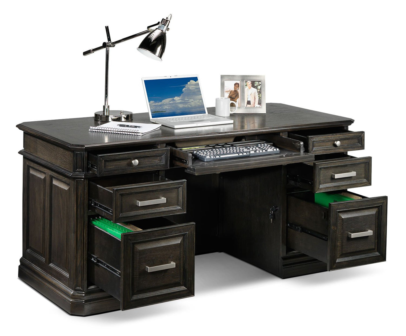 Copley 3-Piece Executive Desk - Deep Grey