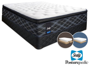 Sealy 6K Cushion Firm King Mattress and Split Low-Profile Boxspring Set