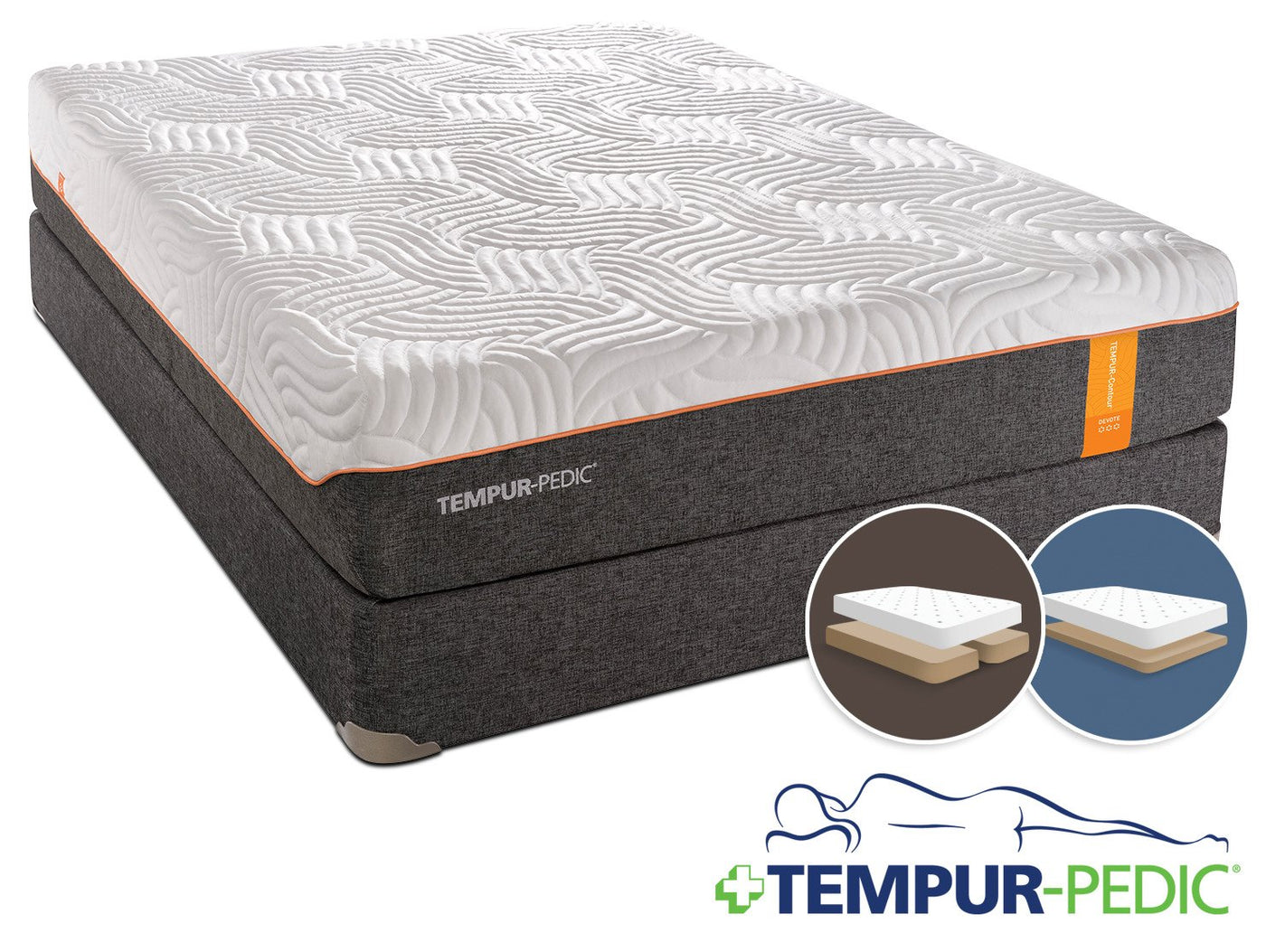 Tempur-Pedic Devote Firm King Mattress and Split Low-Profile Boxspring Set