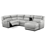 Holton 5-Piece Leather Sectional with Right-Facing Chaise - Grey
