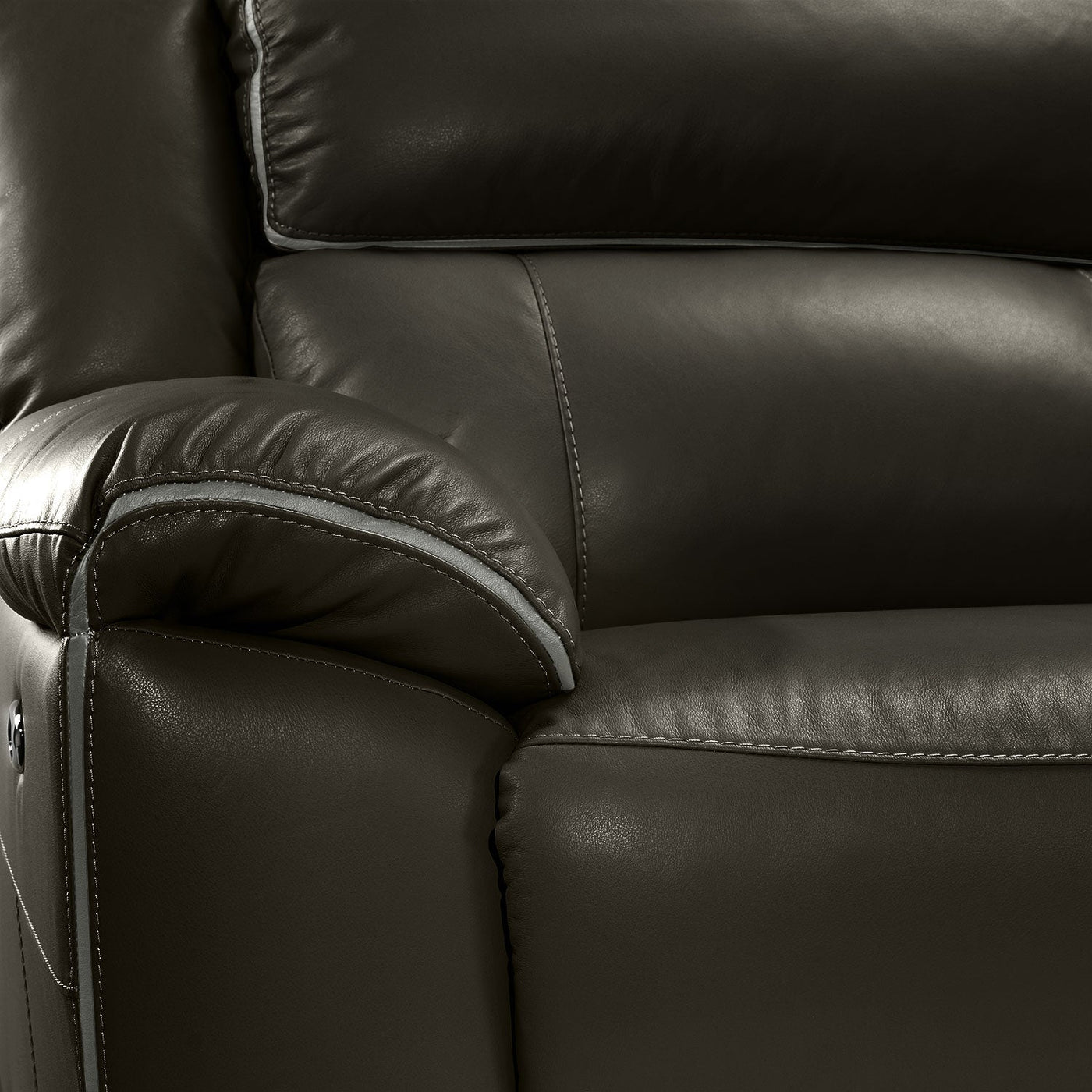 Holton 6-Piece Leather Sectional with Right-Facing Chaise - Charcoal Grey