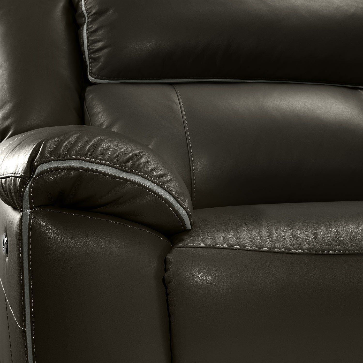 Holton 5-Piece Leather Sectional with Right-Facing Chaise - Charcoal Grey
