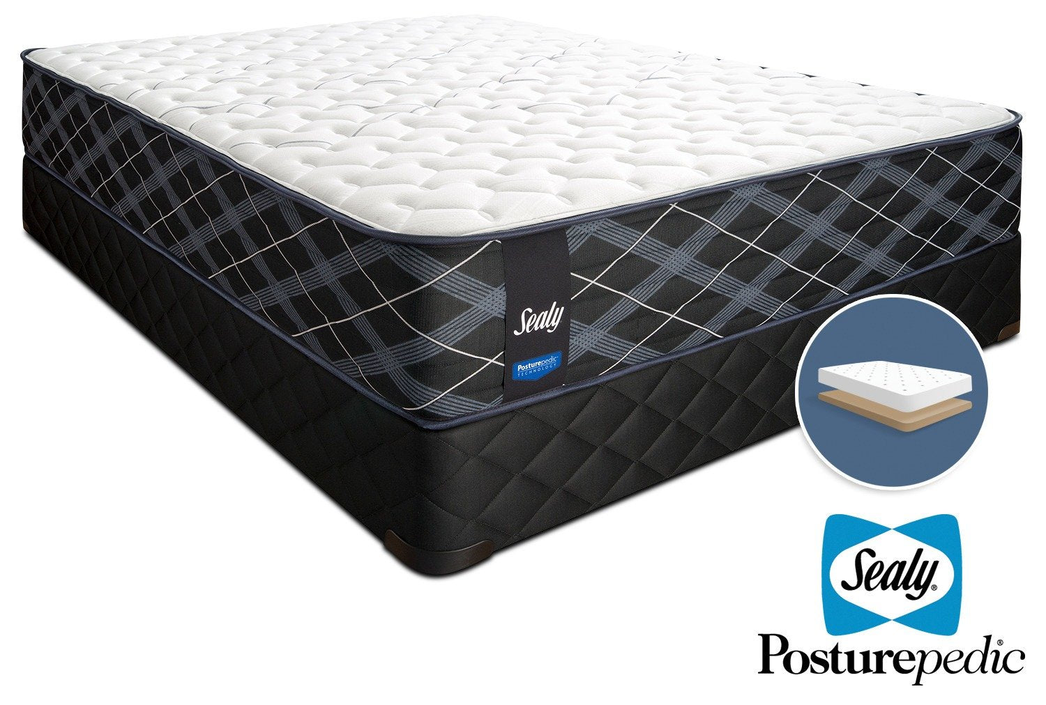 Sealy 4K Extra Firm Queen Mattress and Low-Profile Boxspring Set
