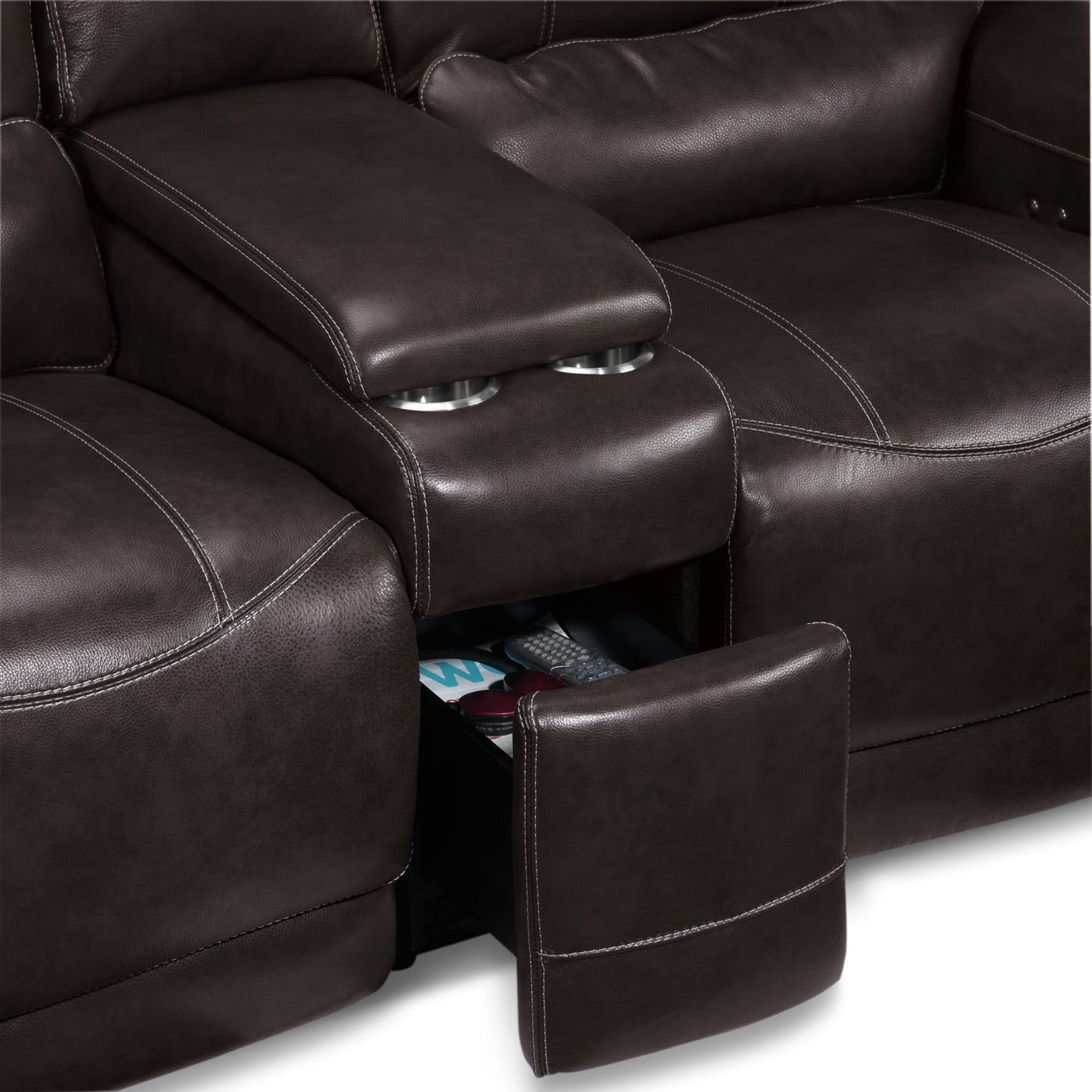 Dearborn Power Reclining Loveseat with Console - Blackberry
