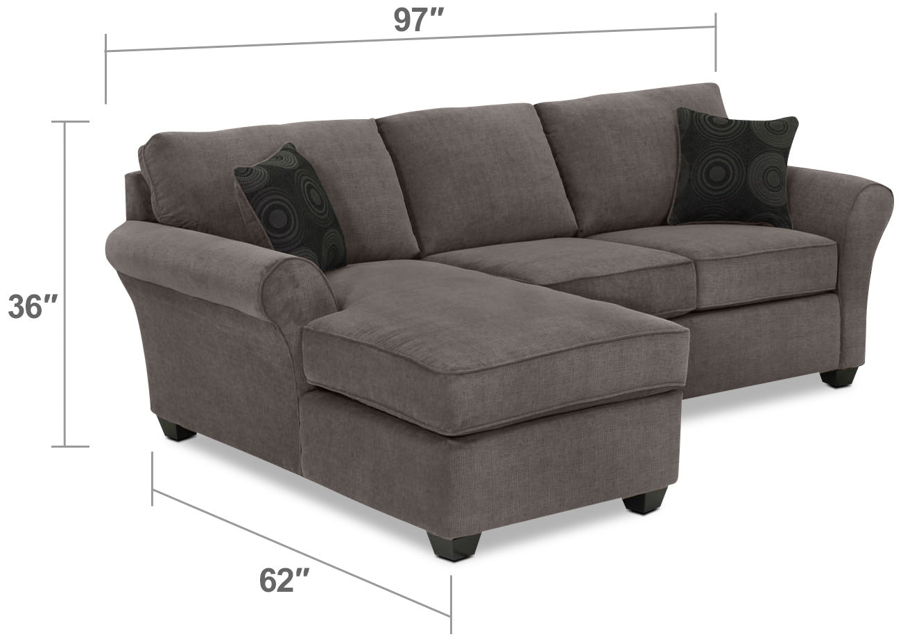 Althea 2-Piece Sectional with Left-Facing Chaise - Charcoal