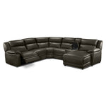 Holton 6-Piece Leather Sectional with Right-Facing Chaise - Charcoal Grey