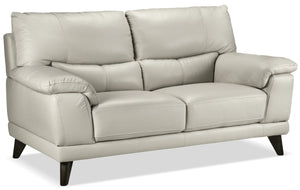 Braylon Leather Loveseat - Silver Grey